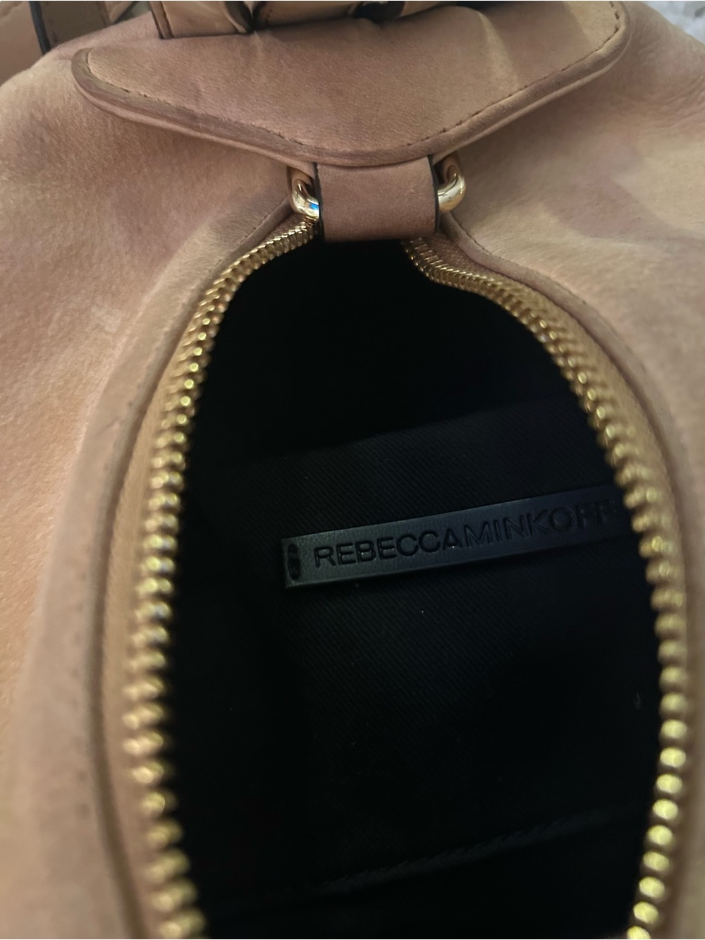 Leather Drawstring Backpack - Tan - Picture 5 of 8